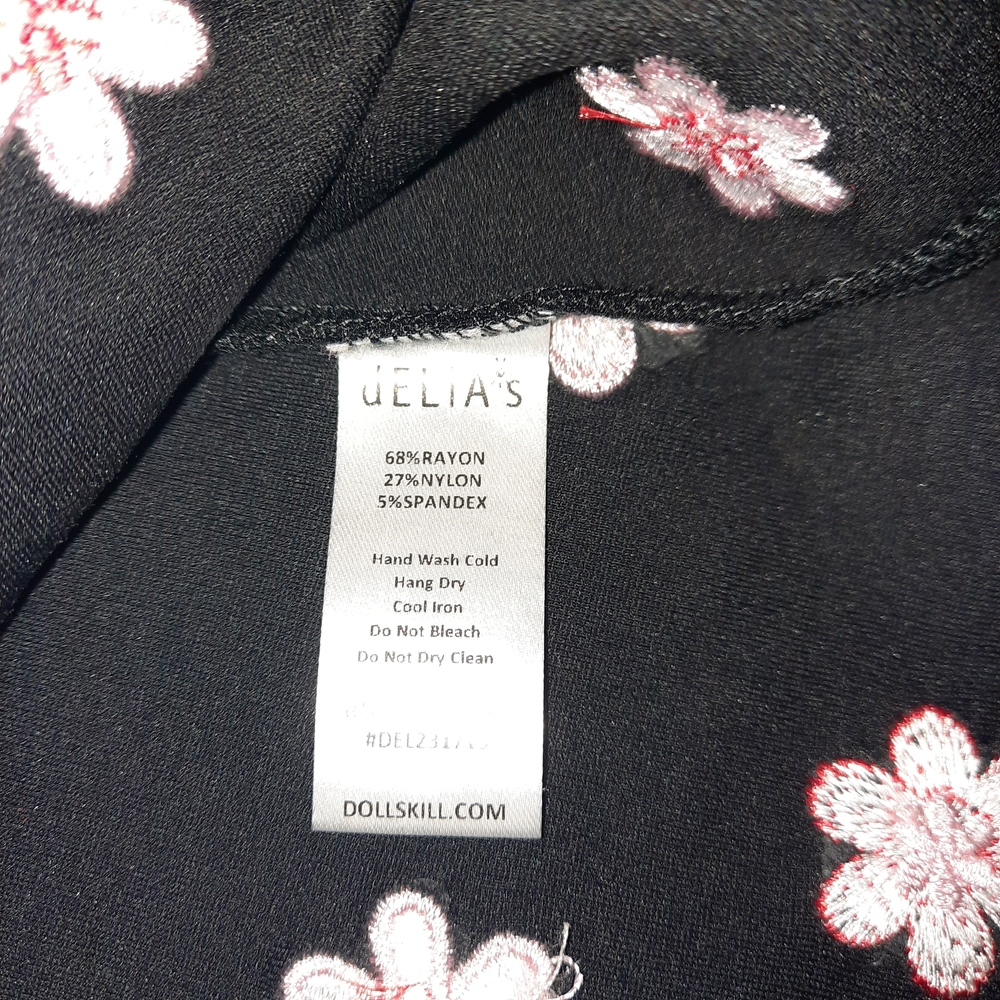 dELiA*s Black Mini Dress with Pink & Red Floral Accents - Picture 10 of 13